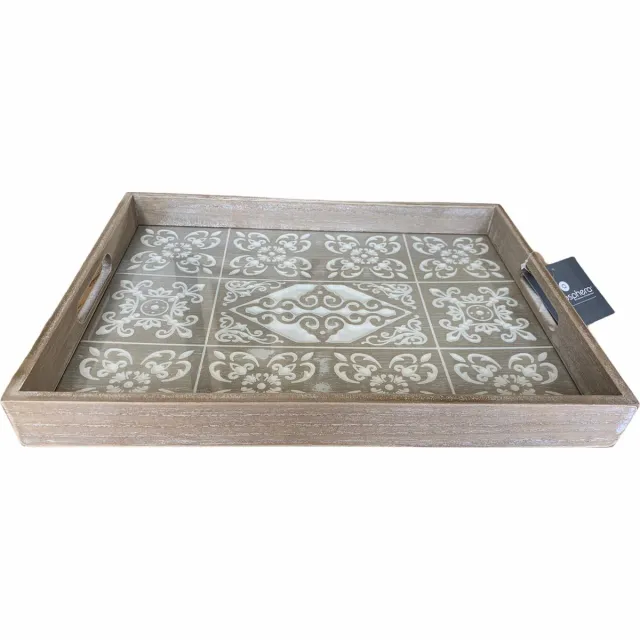 Atmosphera Créateur d'intérieur® Dienblad - hout - decoratie dienblad - 40x30cm Blanc