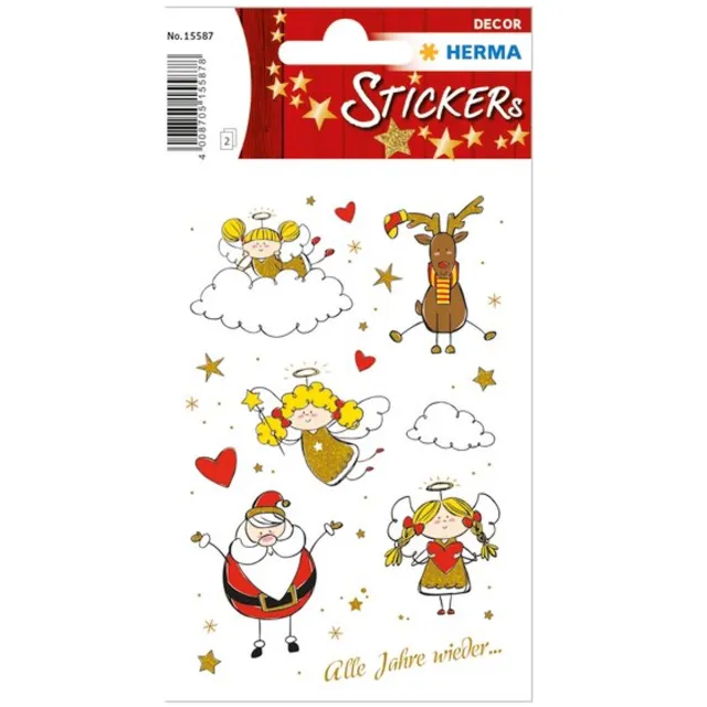 Herma kerststickers decor met glitter, 2 vel Assorted colours