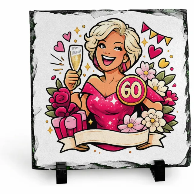 Mr Cadeautjes Leisteen vierkant 15 x 15 - design Glamoureuze jubileumviering met een andere levensfase en een | cadeau Wit