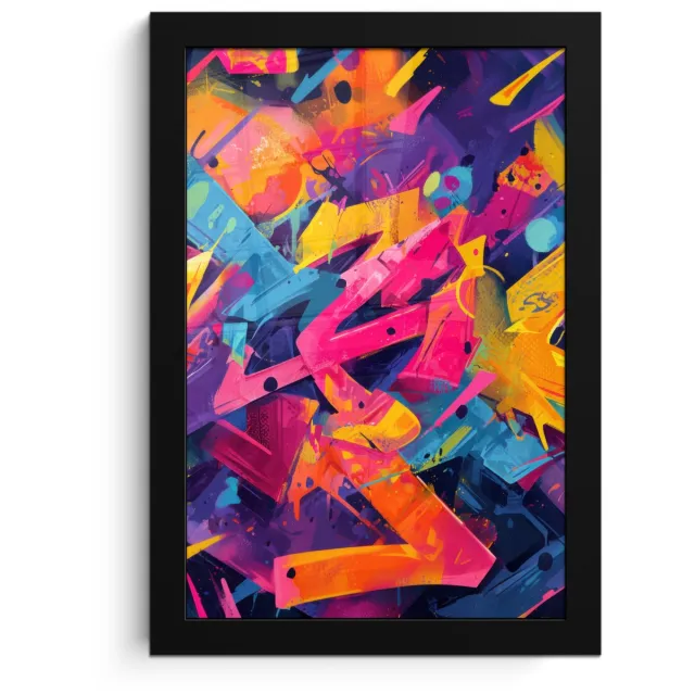 FrameYourWall Poster in lijst - Fotolijst 20x30 cm - Posters - Abstract - Vormen - Kleurrijk - Posterlijst zwart - Decoratie - Wanddecoratie woonkamer - Muurdecoratie slaapkamer