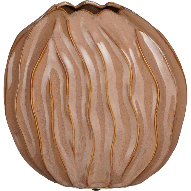 Goossens Vaas Jovi - bruin - keramiek - 28 x 27 x 16 keramiek bruin