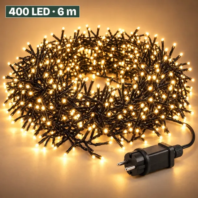 Levano Kerstverlichting Buiten - 400 LED 6 m Warm Wit - Kerstboomverlichting - Clusterverlichting - Kerstlampjes - Lichtsnoer Binnen en Buiten - Lichtslinger Binnen - Kerstlichtjes - Buitenverlichting Kerst - LED Kerstverlichting met Timer
