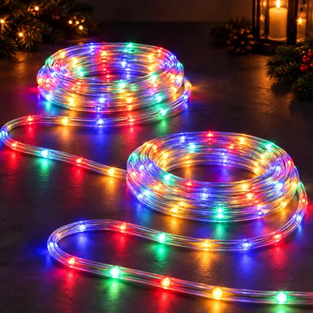 Hi Feestverlichting lichtslang - 2x - 100 led lampjes - gekleurd - 5 m - 8 functies - kerstverlichting