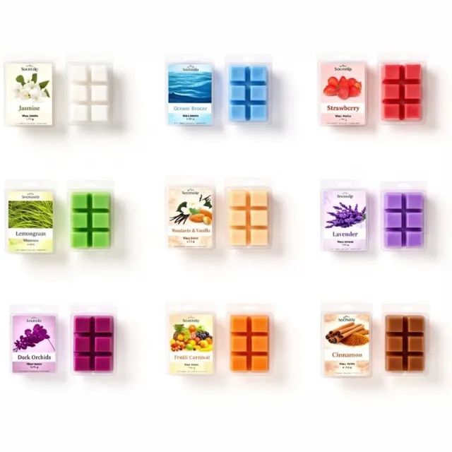 Scentulp Waxmelts Set – 9 Geuren – Kubusvormig Proefset Sojawax 630g Diverse kleuren