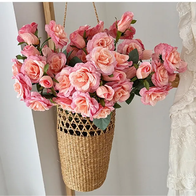 Jumilia Zijden Boeket (1 tak, 12 bloemen) Jumilia Rozenboeket – 53cm hoog – 3 stelen – doe-het-zelf boeket – DIY – alle kunstbloemen los geleverd – Lente – multi color – Kunstbloemen – nep bloemen – nepbloemen Donkerroze