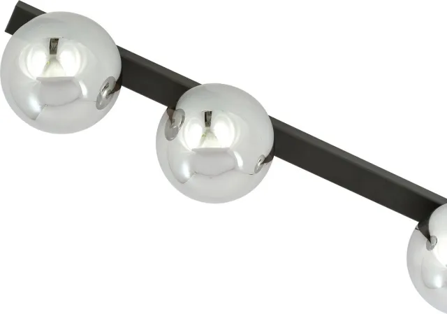 Emibig Aalborg mooie lange zwarte plafondlamp met 3 gefumeerde bollen E14 - Perfect voor moderne interieurs Zwartachtig