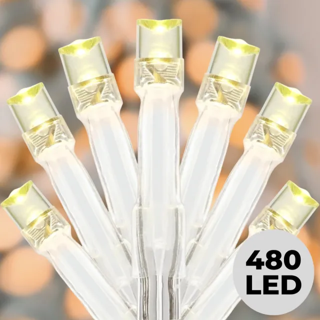 Lomera Kerstverlichting - Kerstlampjes - Kerstboomverlichting - LED Verlichting - 480 LED - Lichtfuncties - Timer Functie - 36 Meter Lichtsnoer - Transparant Snoer - Warm Wit Licht - Binnen en Buiten - Ip44 Adapter - Kerstverlichting - Lichtslinger