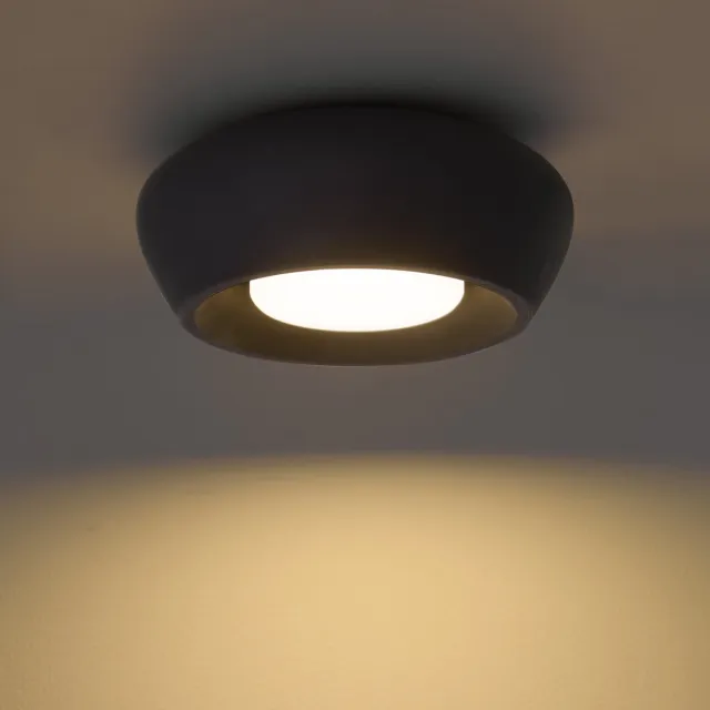 QAZQA moderne plafondlamp, plafonniere - Concerto - zwart, rond, 15cm, ideaal als hal, woonkamer en slaapkamer lamp