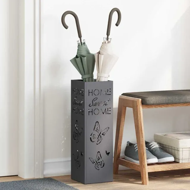 vidaXL Regen paraplu standaard Antraciet 15,5 x 15,5 x 49 cm Staal Anthraciet