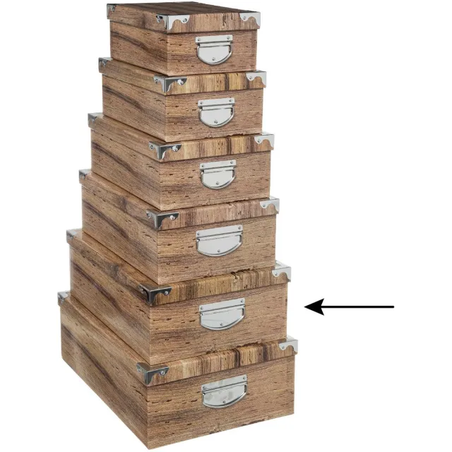 5Five® 5Five Opbergdoos/box - 3x - Houtprint donker - L44 x B31 x H15 cm - Stevig karton - Treebox Lichtbruin