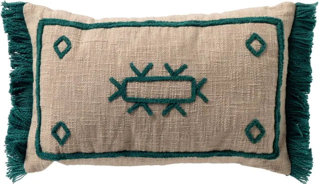 Dutch Decor CIRO - sierkussen 30x50 cm - etnisch dessin - Latigo Bay - blauw - Inclusief binnenkussen - Luxe kussens voor woonkamer & bank Petrol groen