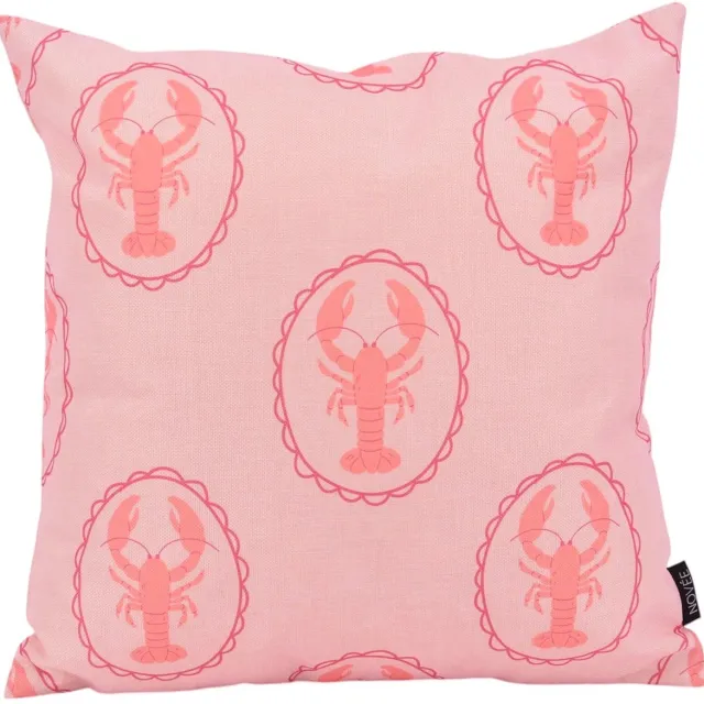 NOVÉE Pink Lobster Kreeft Kussenhoes | 45x45 cm | Katoen/Linnen
