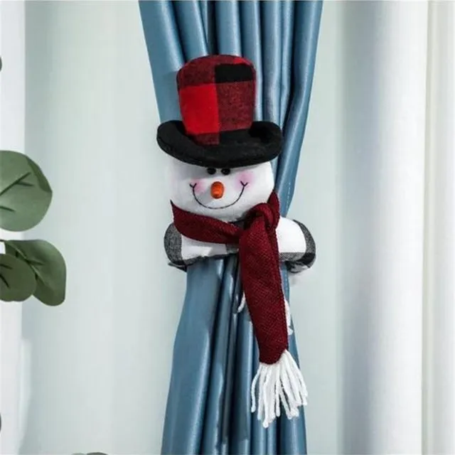 JobaStores® Gordijn houder Kerst Sneeuwpop ruit