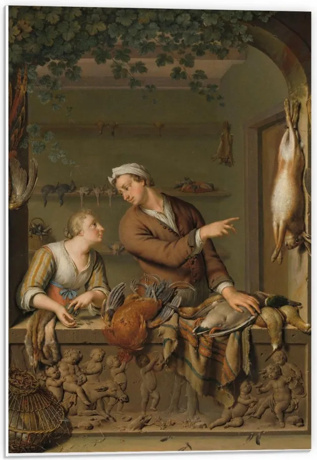 KuijsFotoprint Forex - Oude meesters - De poelier, Willem van Mieris, 1733 - 40x60cm Foto op Forex Groen