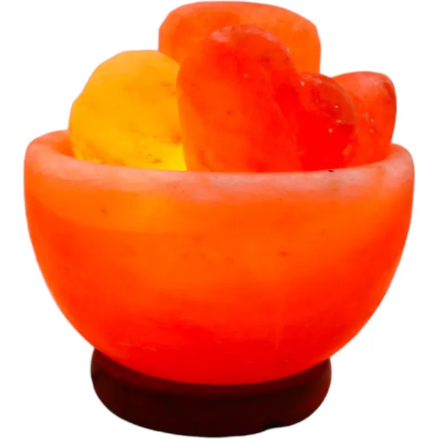 Pink Gold Himalaya ZoutLamp - Vuur Kom en harten - 12x12x20cm - 3kg - Tafellamp – Sfeerlamp – Decoratie verlichting - Dimmer Himalaya Zoutsteen Nachtlampje – Dimbaar Roze