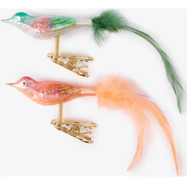 Sissy-Boy kerst ornamenten (set van 2 )vogel met clip Multi