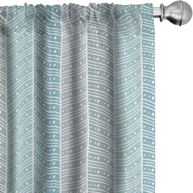 ABAKUHAUS Geometrische Gordijnen – 2x75×245 cm – Microvezel, Halfschaduw, Lichtblauw Hellblauw