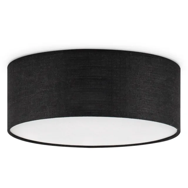 Home Sweet Home Moderne Plafondlamp - Cilinder - Stoffen Lampenkap - Zwart - Minimalistische stijl - ø32 x 12 cm - E27 fitting - Voor slaapkamers