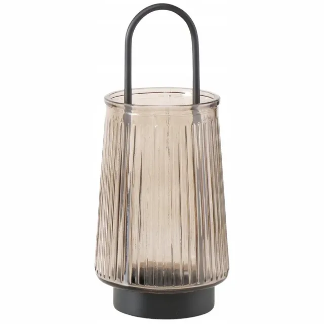 Boltze IVER glazen kandelaar met handvat - 25,5 cm hoog, 11 cm diameter Bruin