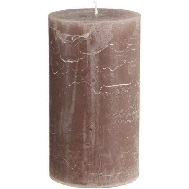 Viana Effen bruine pilaarkaarsen, 85 x 150 mm, set van 2 – Decoratieve kaars