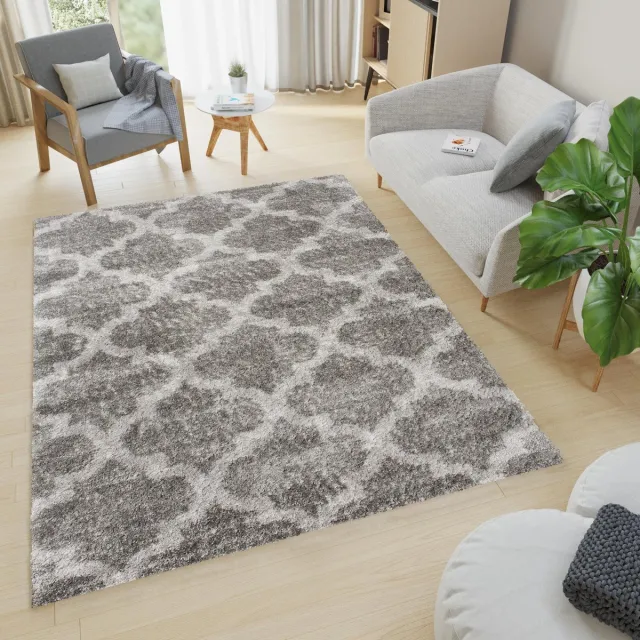 Tapiso Versay Vloerkleed Hoogpolig Boho Shaggy Tapijten Maat- 80x150 Grijs Beige2