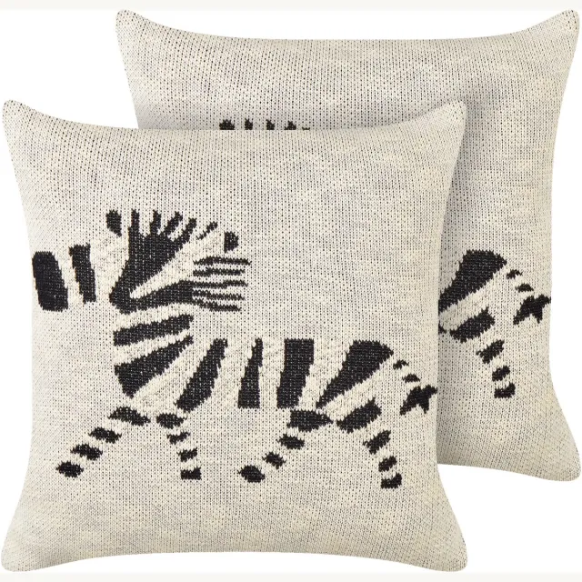 Beliani JABORI - Sierkussen set van 2 - Beige - Katoen