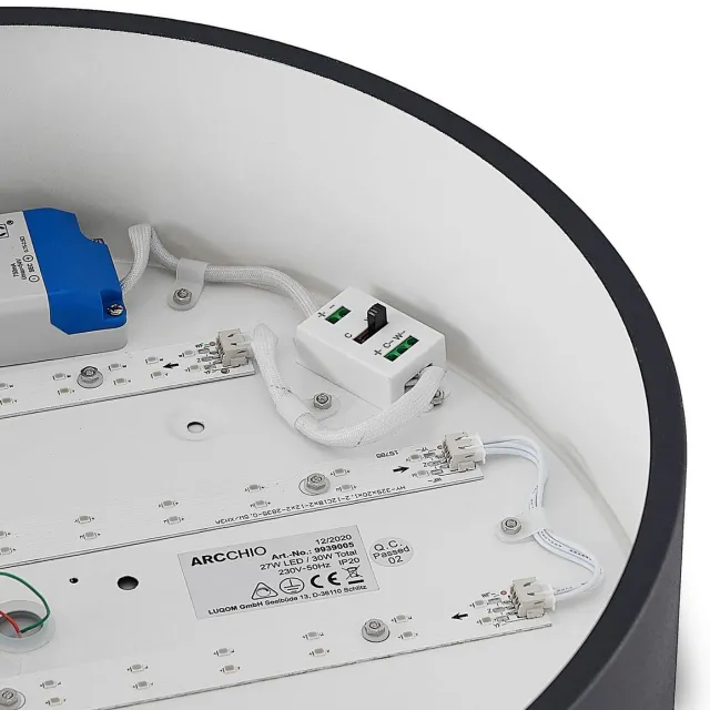 ARCCHIO LED plafondlamp - 1licht - Metaal, acryl - H: 10 cm - zwart, wit - Inclusief lichtbron