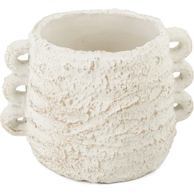 homebound by ky Aardewerk vaas ruffled naturel | 20.5x16x14.5cm | bloemenvaas aardewerk