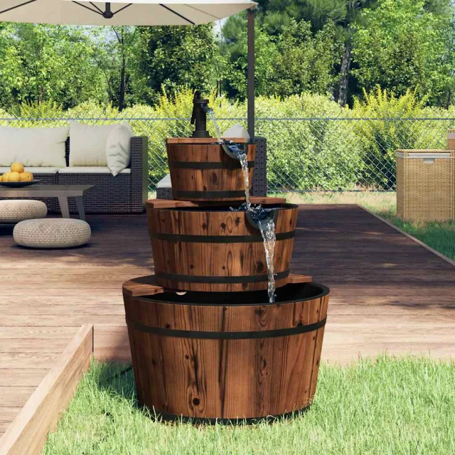 vidaXL Waterfontein met pomp 60x60x94 cm massief vurenhout Bruin