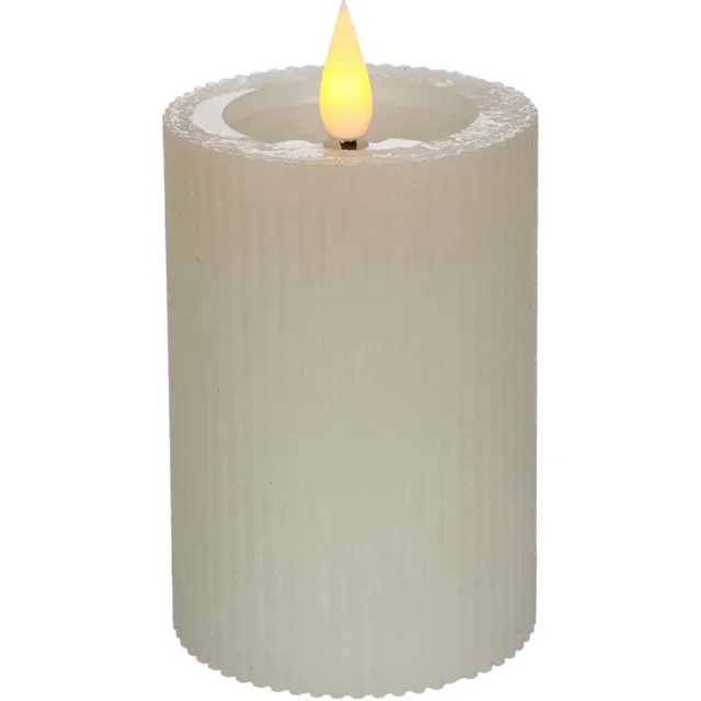 Ideas 4 Seasons LED pilaarkaars groot - Crème - Ø 7 cm x 10 cm