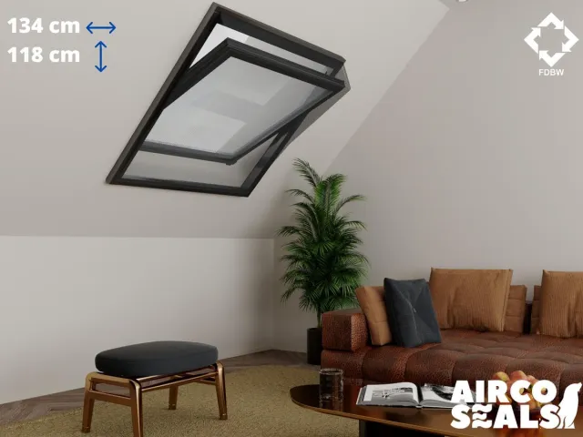 FDBW Insecten Hor Dakraam – 134 x 118 cm – Hor Geschikt voor Velux UK06 | Fakro/Optilight 18 - Insect Raamhor - Vliegenhor – Velux Tuimelvenster Oplossing zwart 134 x 118