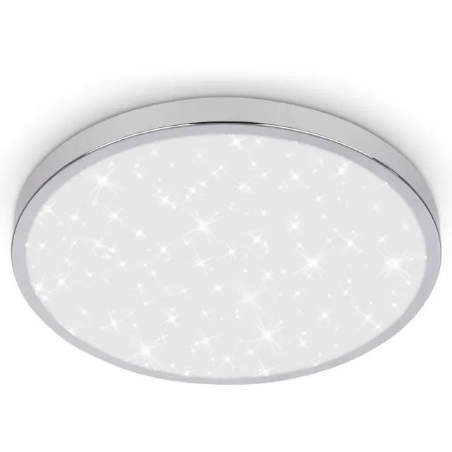 B.K.Licht BRILONER Tak - LED Badkamer Plafondlamp – badkamerverlichting – spatwaterdicht – sterrenhemel effect – neutraal wit licht – Ø24 cm Chrom