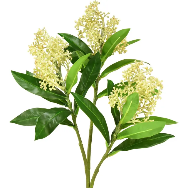 Viana Kunstbloemen crème Skimmia japonica Skimmie 45cm 2st Groente