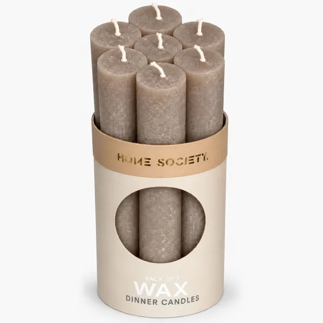 Home Society Dinerkaarsen - Taupe/Beige - 7 stuks