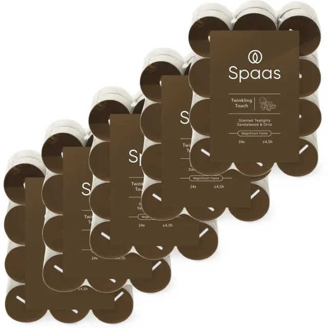 Spaas Geurtheelichtjes - 120 kaarsen - Sandelhout en Irisolie - circa 4,5u - Twinkling Touch Kaki