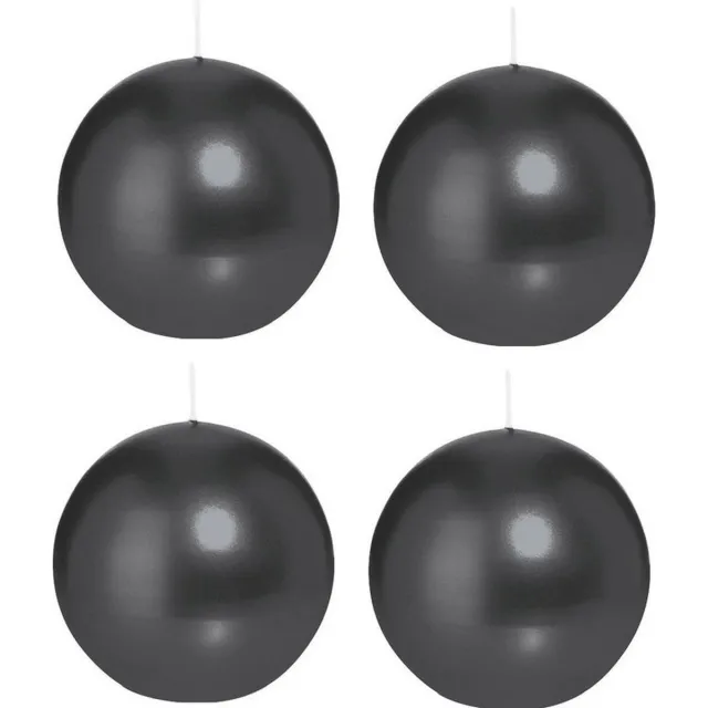 Trend Candles Bolkaars glad - 4x - zwart - 8 cm - 25 branduren - ronde kaarsen