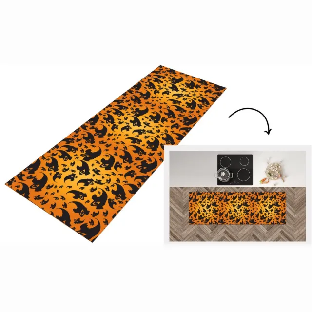 KitchenYeah Keukenloper - Loper keuken - Halloween - Oranje - Patronen - Keukenloper vinyl Multicolor