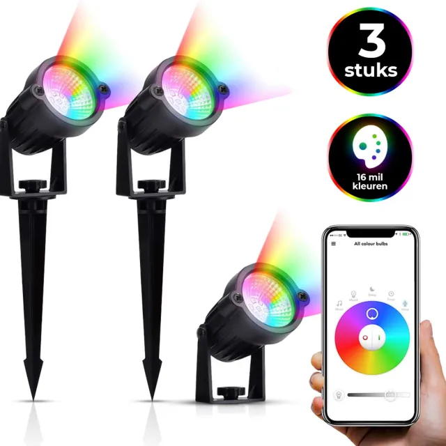 Bolt Electronics® Bolt Electronics ®️ – Tuinverlichting LED buiten – Hanglamp buitenverlichting – Prikspot buitenlamp – RGB lamp - 3 stuks Multicolour - prikspot