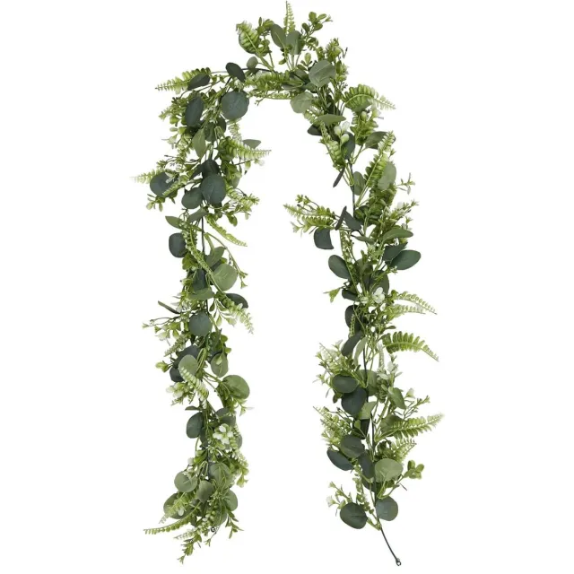Cosensi Kunstmatige eucalyptus slinger 180cm voor bruiloftsdecoratie - hangende plant - Perzisch gras - tafelloper middenstuk Groen