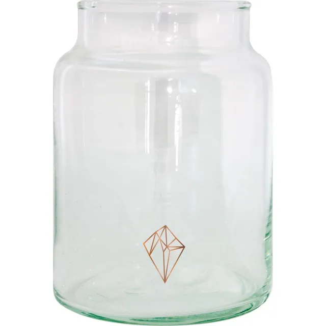 TAK Design Vaas Diamonds M - Handgemaakt - Glas - Ø10 x 14 cm - Koper