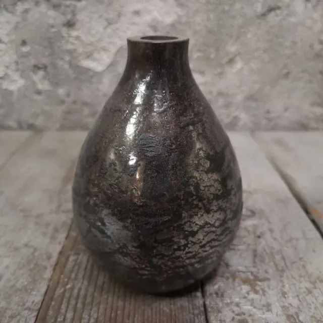 Swiet home Vaasje "Lara" Rubbed Silver/Rose - 10x10x15 CM Zilver / Roze