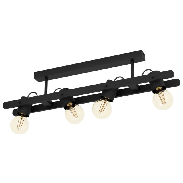EGLO Plimsoll Plafondlamp - E27 - 77 cm - Zwart - Staal|Hout Zwart;