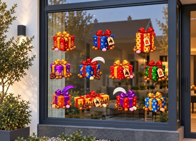 De Stickerman Sinterklaas Raamsticker 50cm Breed Herbruikbaar Weerbestendig (V38) Multi