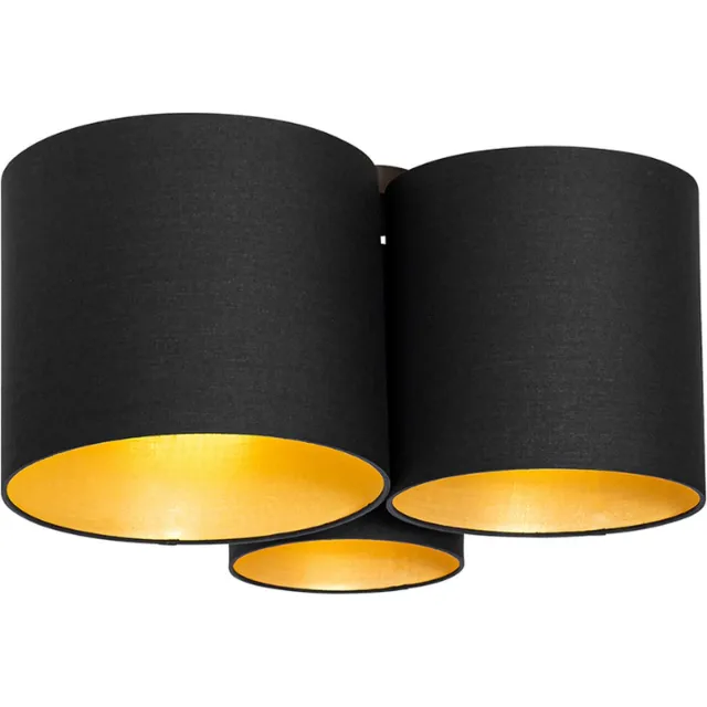QAZQA multidrum - Moderne Plafondlamp - 3 lichts - L 57 cm - Zwart Goud - Woonkamer | Slaapkamer | Keuken