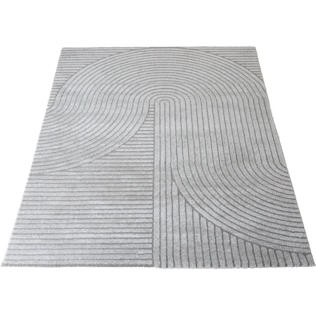 Veer Carpets Vloerkleed Ella Grey 140 x 200 cm - Design Hoog-Laag Vloerkleed met Lijnenpatroon in Scandinavische / Japandi Stijl Grijs