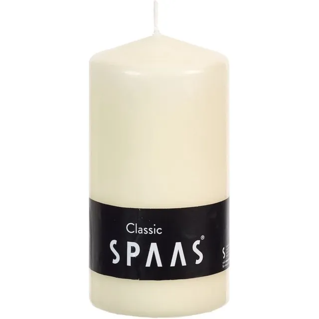 Spaas Cilinderkaars/stompkaars - ivoorwit - 1x - 6 x 10 cm - 25 branduren - horeca kaarsen