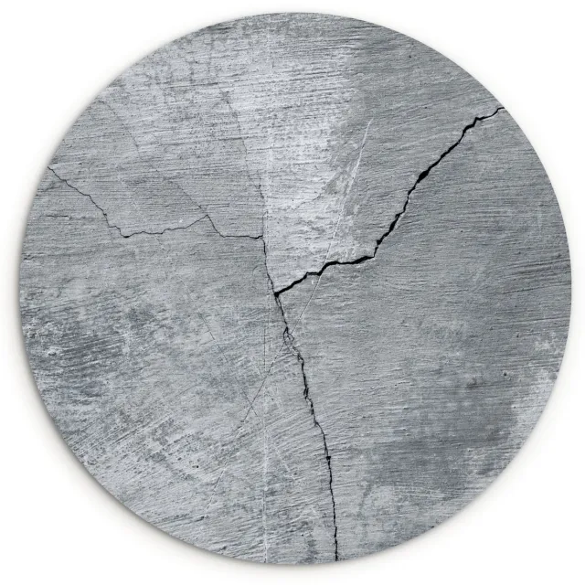 WallCircle Wandcirkel 60x60 cm - Muurcirkel Beton - Grijs - Scheur - Muurdecoratie woonkamer - Wanddecoratie slaapkamer - Kamer decoratie accessoires - Ronde schilderijen