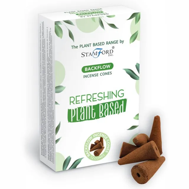 Stamford Backflow Wierook kegels - Refreshing - 12 Stuks - Plantaardig - Vegan - Plant Based - Incense Cones - Waterval Wierook Verfrissend