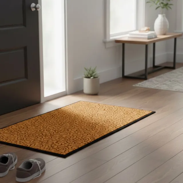 Floordirekt Deurmat Brasilia - Wasbare & Krachtige Vuilvangmat - Beige 90 x 120 cm - Voor Binnen & Buiten - Vuilafstotende Mat met Antislip Achterkant - Verkrijgbaar in 4 Kleuren & 3 Maten