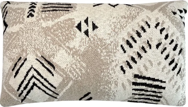 Malagoon Funny block dye knitted cushion off white Zwart, Beige, Offwhite